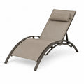 Lettino da esterno chaise longue reclinabile in acciaio verniciato a polvere con telo textilene tortora e cuscino poggiatesta 165 x 60 x 85 cm