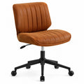 Sedia da ufficio girevole regolabile in altezza con rotelle rivestimento in pelle PU marrone base nera 60 x 60 x 80-90 cm