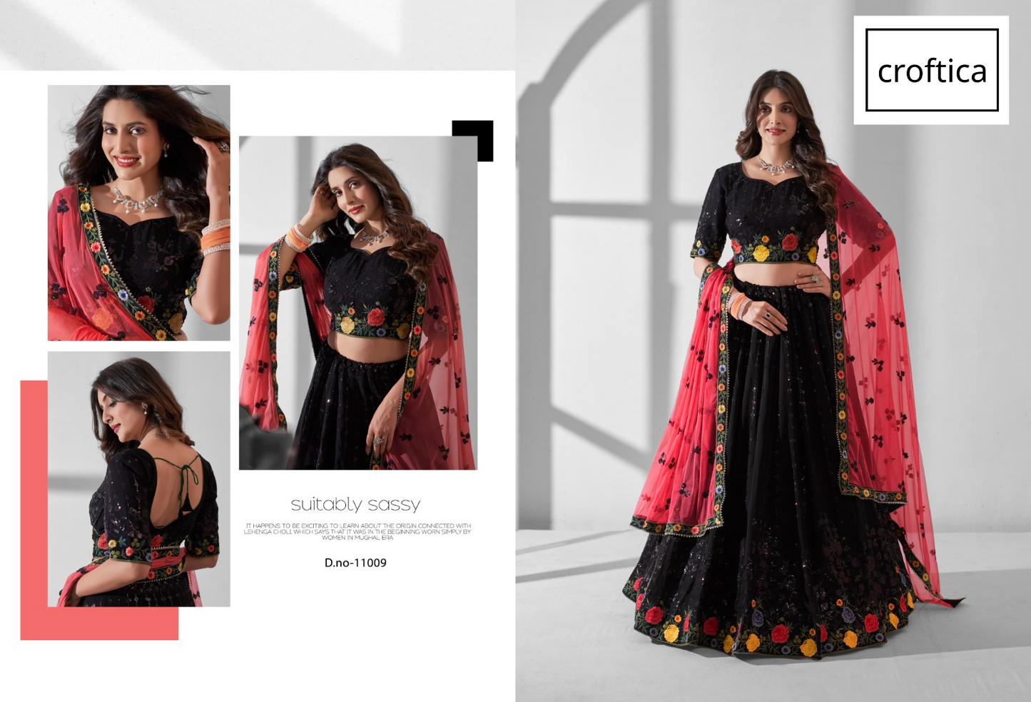 Croftica Black Colour Wedding Wear Lehenga Choli Wholesale Shop In India 11009