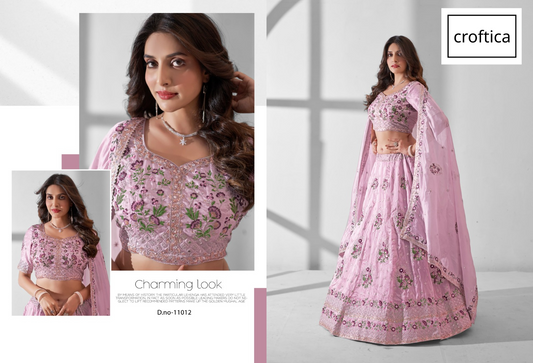 Croftica Pink Colour Wedding Wear Lehenga Choli Wholesale Shop In India 11012
