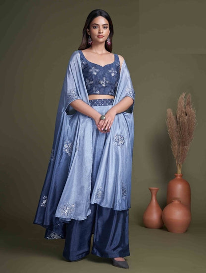 Navy Blue Classy Indo Western With Stylish Koti