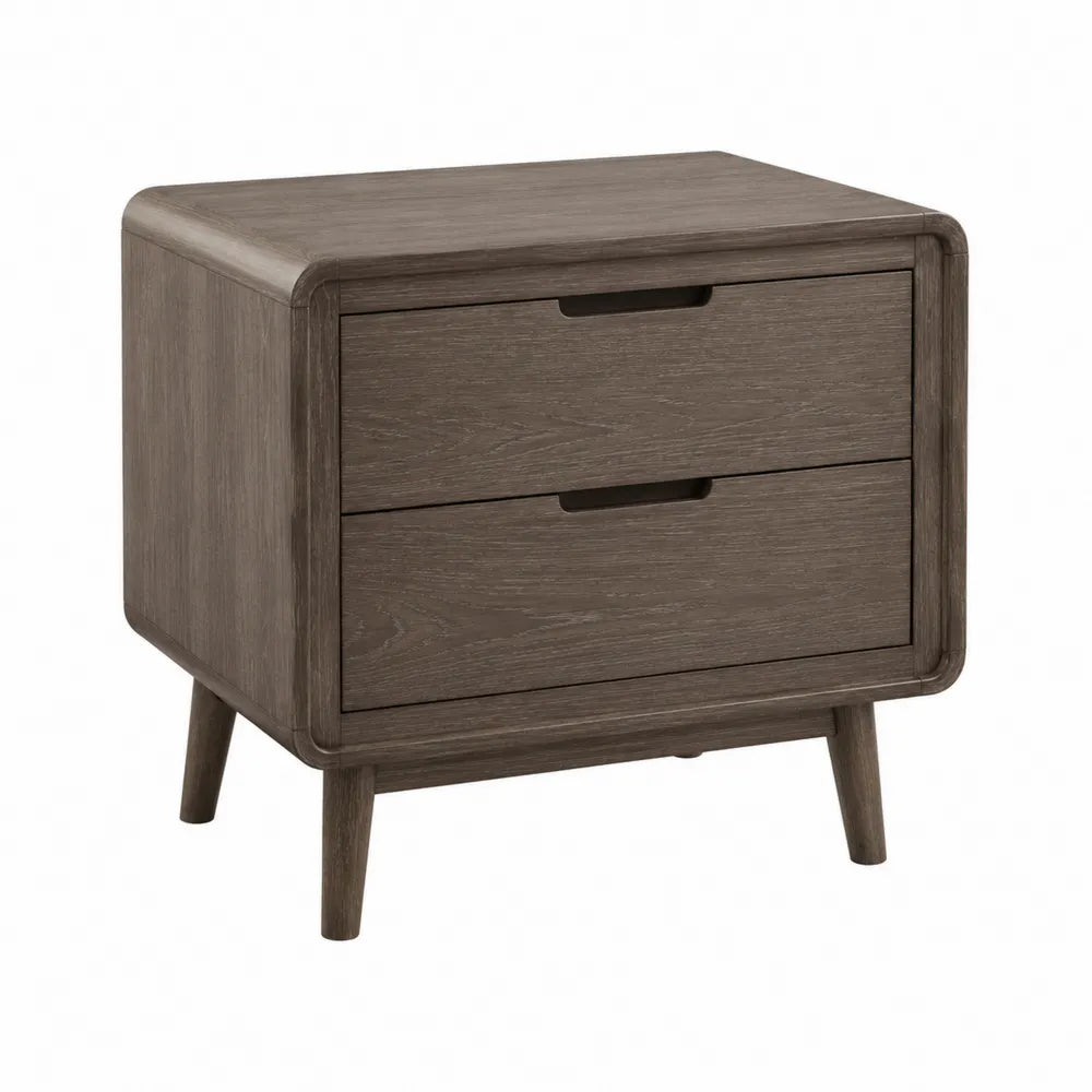 Comodino rettangolare 50 x 40 x 50 cm in MDF noce scuro con 2 cassetti