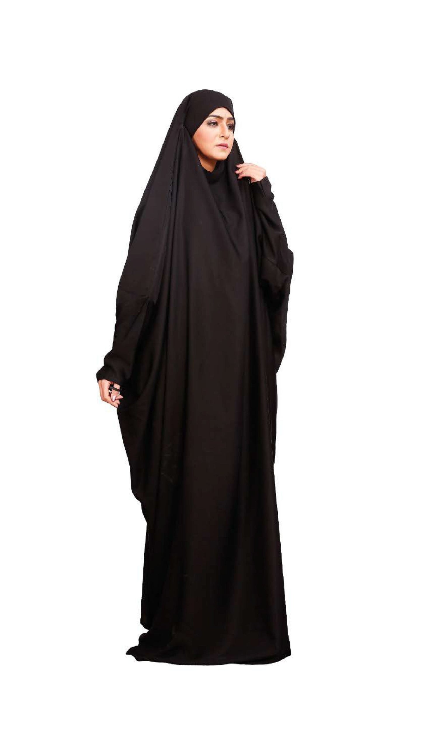 Black Plain Qatari Nida Long Flair Burqa – Croftica Fashion