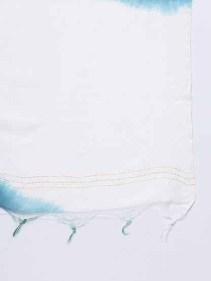 Blue Colour South Silk Embroidery Work Casual Wear Kurta Pant Dupatta Set For Women's