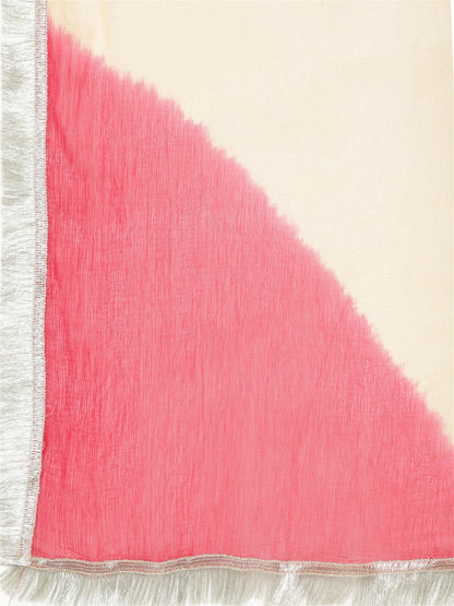 Pink Colour Blend Silk Embroidery Work Party Wear Kurta Pant Dupatta Set For Women's