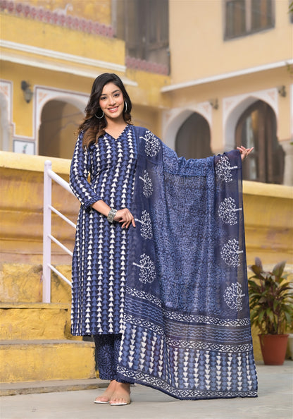 Blue Color Beautiful and Stylish Kutra set with Pant and Dupatta