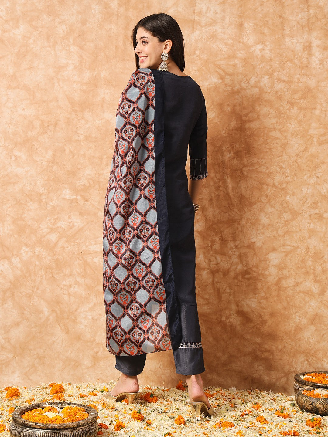 Designer Sequance Embroidery Kurta With Pant And Beautiful Dupatta