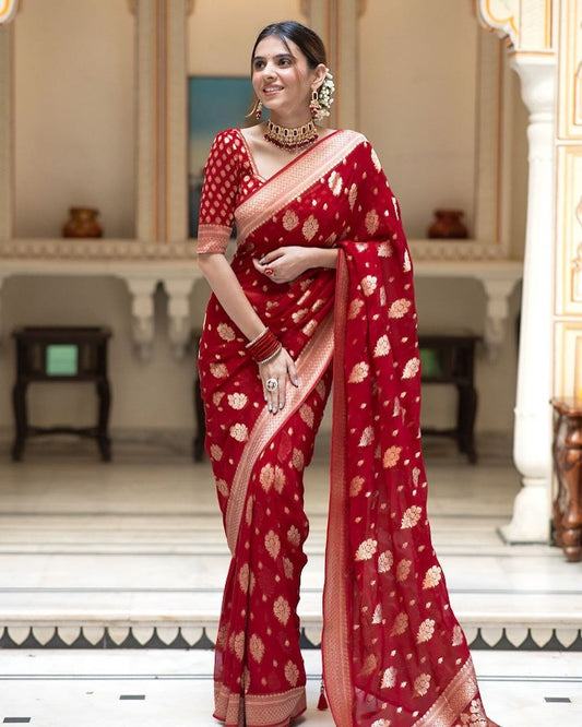 Beautiful Soft Lichi Silk Sarees With Jacquard Work