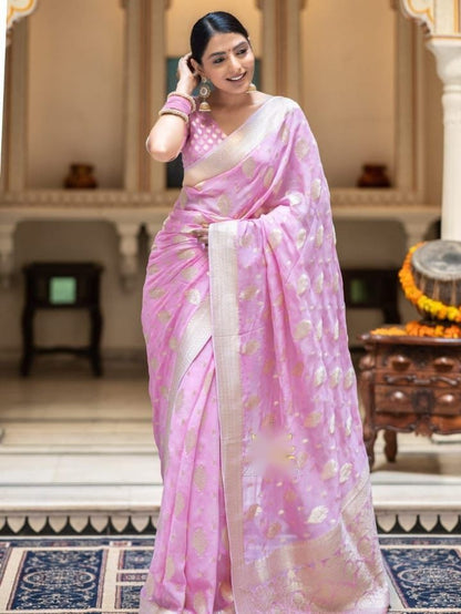 Beautiful Soft Lichi Silk Sarees With Jacquard Work