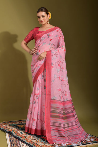 Beautiful Designer Saree With All Over Digital Floral Print