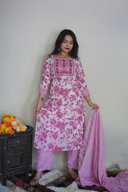 Beautiful Design Rayon Suit With Bottom And Dupatta