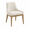 Sedia da pranzo imbottita 55 x 58 x 82 cm in tessuto bouclé beige con gambe in faggio naturale
