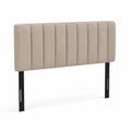 Testiera letto matrimoniale rettangolare 160 x 110 cm in tessuto di poliestere beige con gambe in acciaio nero