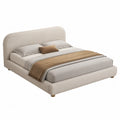 Letto matrimoniale imbottito 160 x 200 cm con testiera arrotondata rivestimento in tessuto bouclé beige struttura in MDF e multistrato