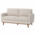 Divano a 2 posti lineare in tessuto bouclé beige chiaro con gambe in legno 190 x 85 x 82 cm