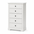 Cassettiera rettangolare 60 x 40 x 100 cm in MDF bianco con 5 cassetti e pomelli neri