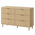 Cassettiera rettangolare 120 x 40 x 75 cm in pannelli di particelle rovere naturale con 6 cassetti