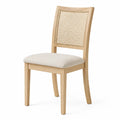 Sedia da pranzo 45 x 52 x 90 cm in faggio naturale con schienale in rattan e seduta imbottita beige
