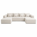 Divano modulare a U in tessuto bouclé beige chiaro con doppia chaise longue 320 x 160 x 85 cm