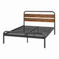 Letto matrimoniale rettangolare 160 x 200 cm in acciaio e MDF nero marrone
